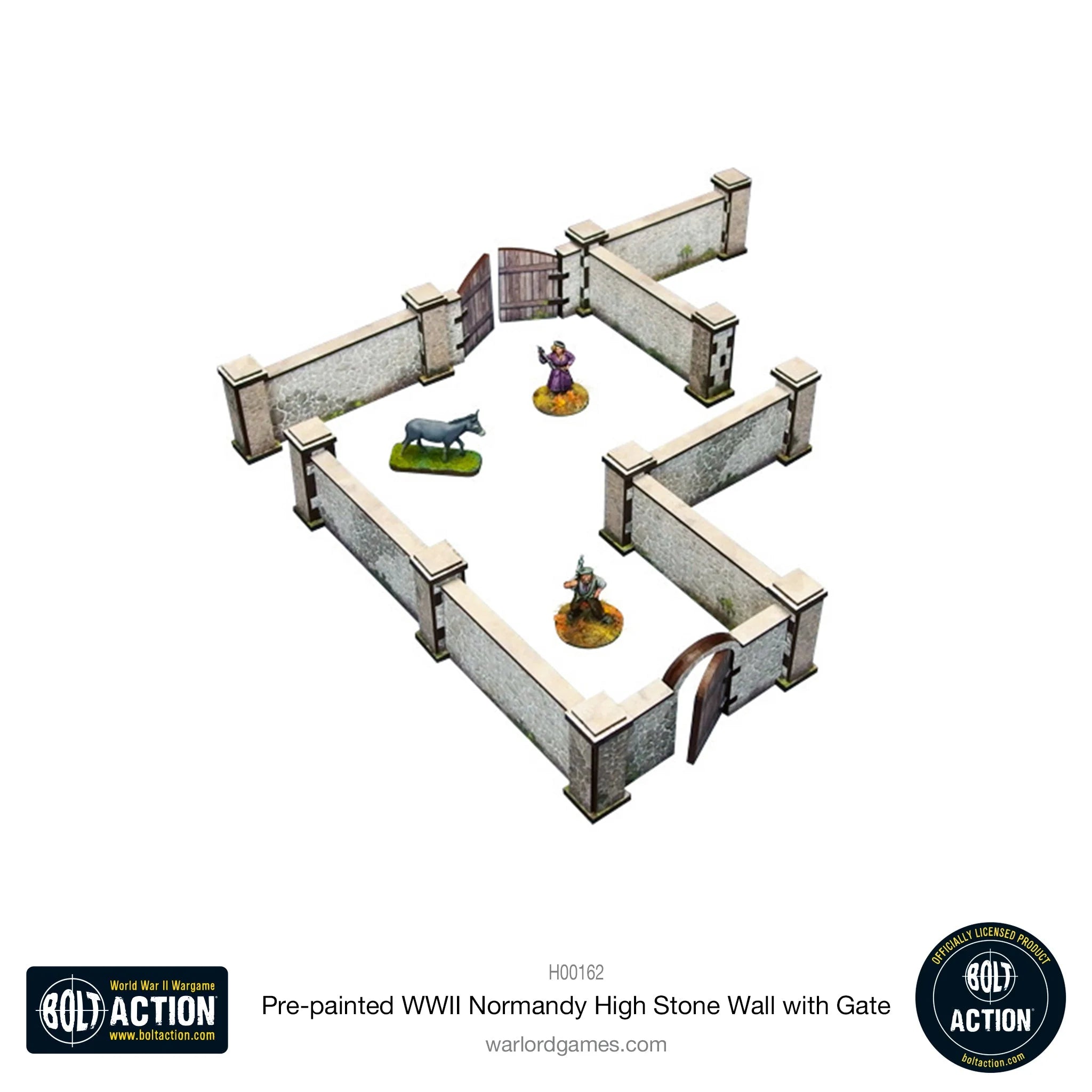 Pre-painted WWII Normandy High Stone Wall with Gate