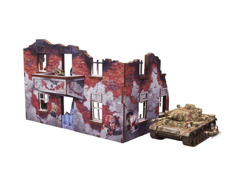 WW2 Ostfront Stalingrad  Apartment Block Back (with  balcony) (1) PREPAINTED