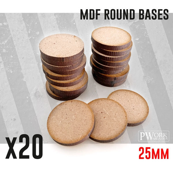 MDF Round Bases - Ø25mm x20 units