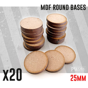 MDF Round Bases - Ø25mm x20 units