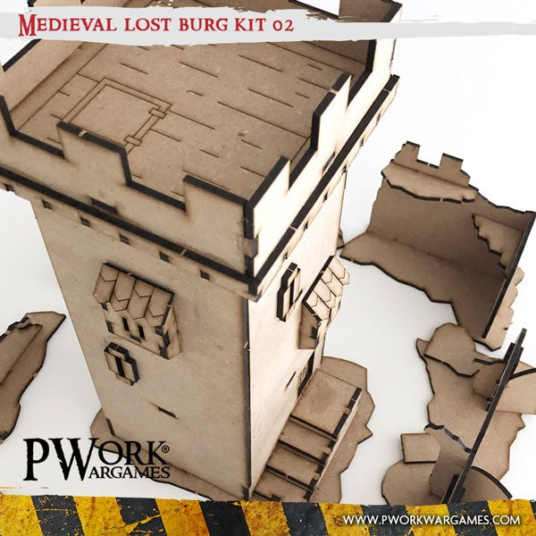 Medieval Lost Burg 06 – Set Elementi Scenici Città Medievale In MDF Per Wargame 28-35mm – 3 Pezzi